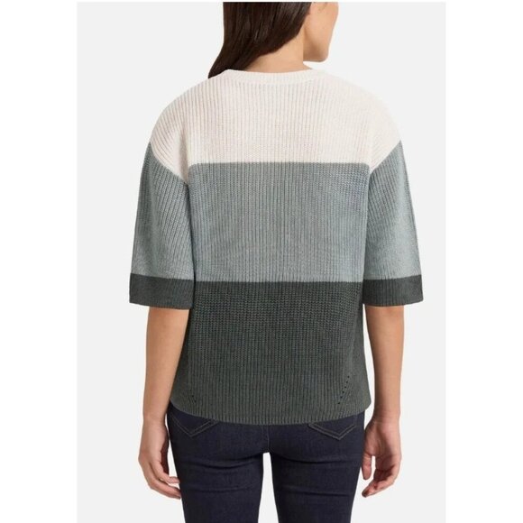 NWOT Matty M Women's L Color Block Sweater Short Sleeve Crew neck - Picture 2 of 7